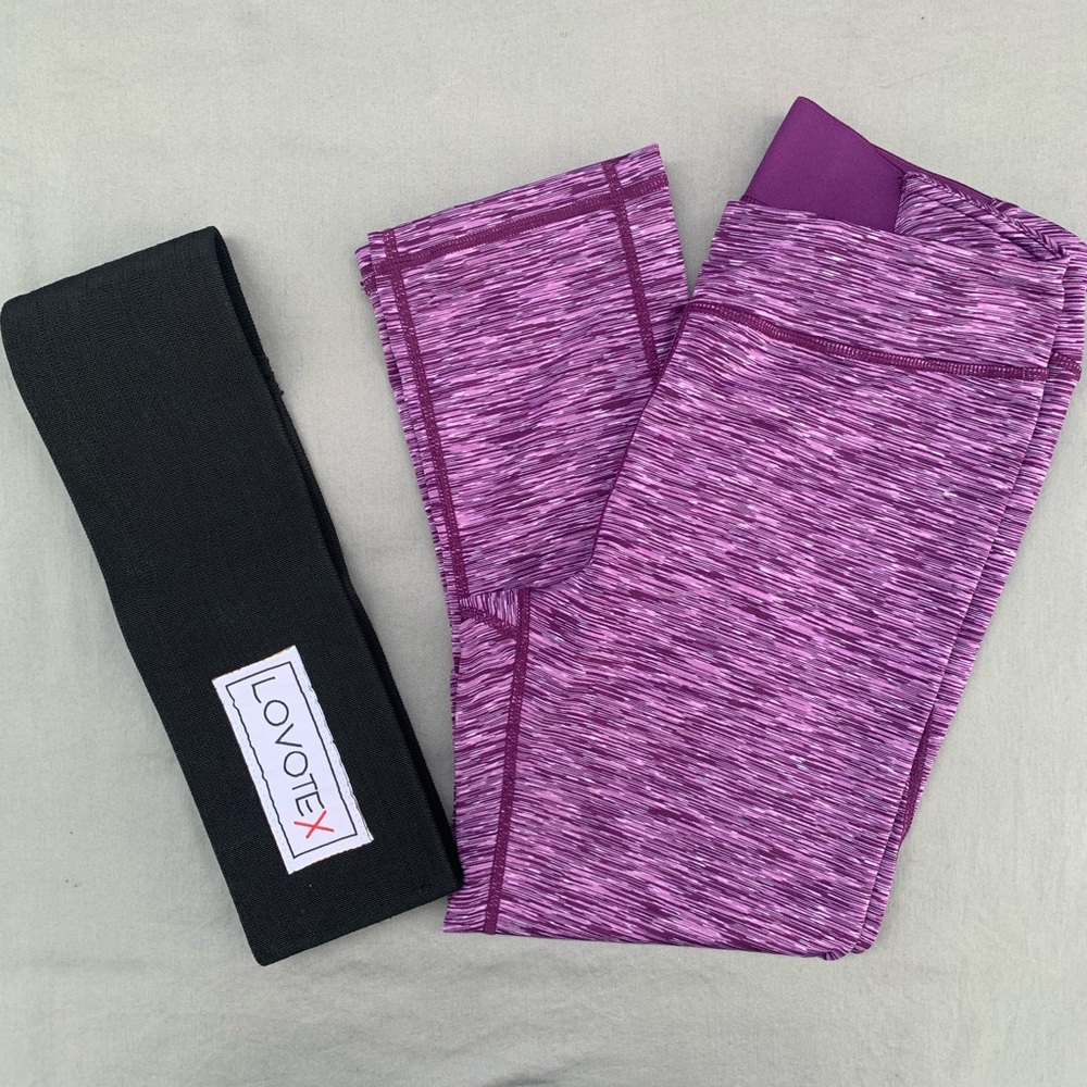 Reebok Purple Leggings with FREE BOOTY BAND- Small